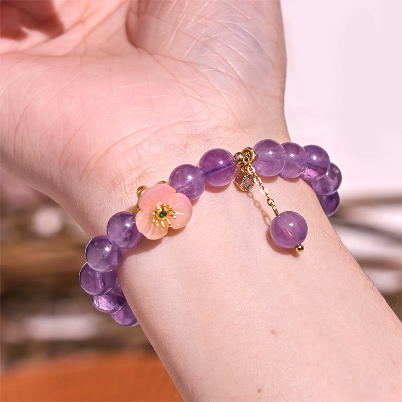 8 mm Amethyst-Pfirsichblüten-Heilarmband