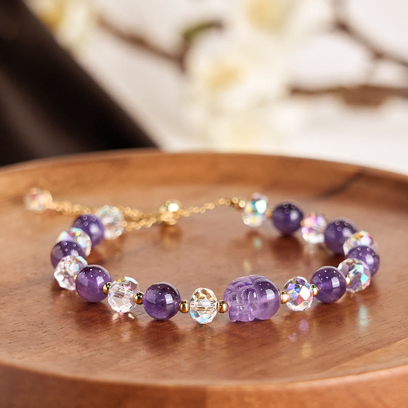 8 mm Amethyst-Pixiu-Armband für Gleichgewicht und Schutz