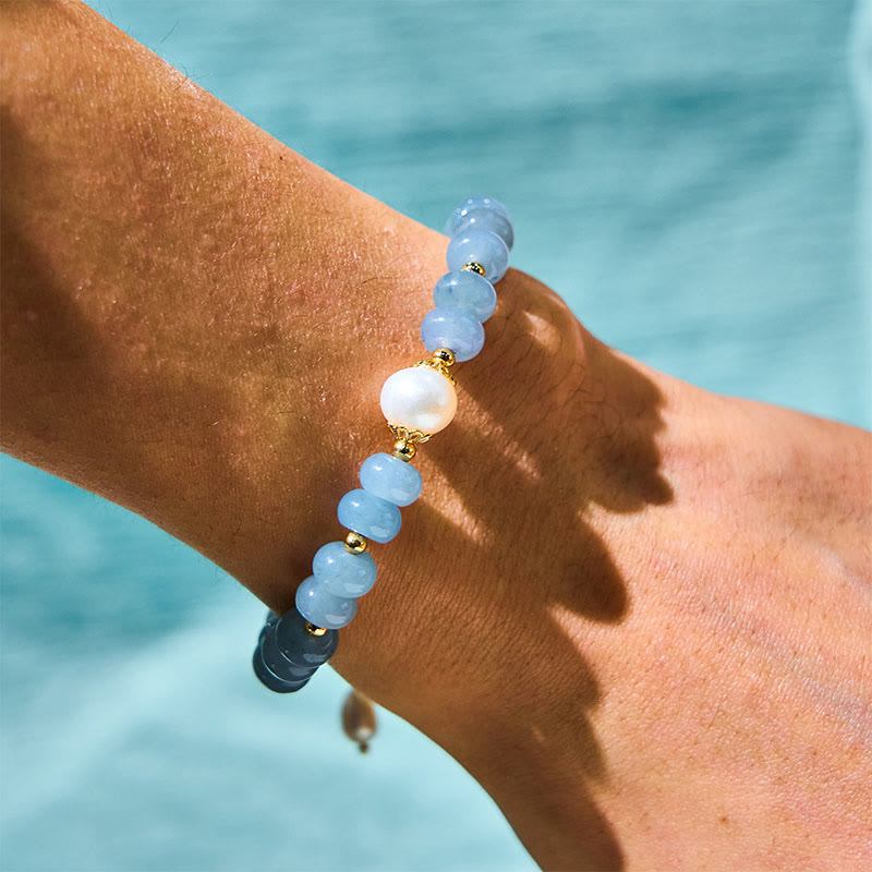 8 mm Aquamarin-Perlen-Heilarmband für emotionales Gleichgewicht