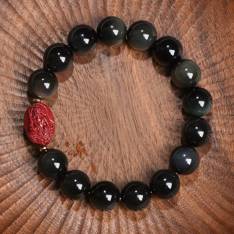 8 mm schwarzes Obsidian-Reinigungsarmband mit chinesischem Sternzeichen