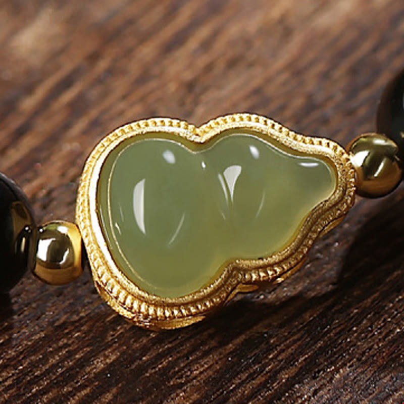 8 mm schwarzes Obsidian-Hetian-Jade-Stärkearmband