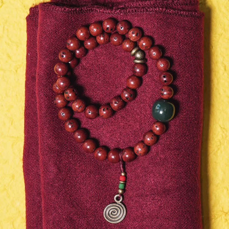 8 mm Bodhi Seed Cyan Jade Kupfer Peace Armband
