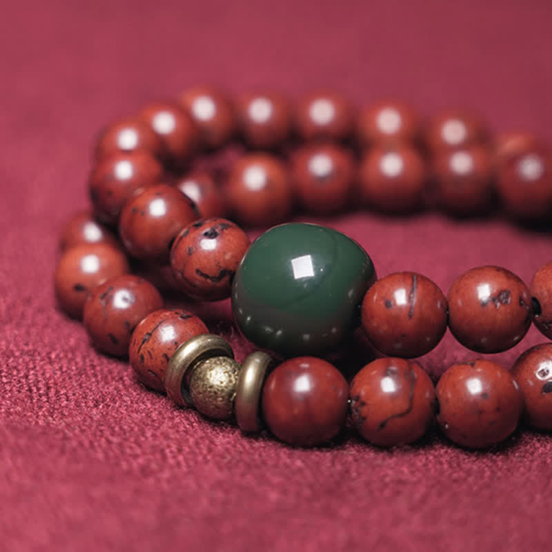 8 mm Bodhi Seed Cyan Jade Kupfer Peace Armband