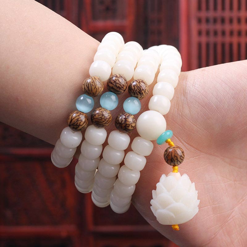 8 mm Bodhi Seed Peace Armband mit Opal-, Rotachat- und Lazuritperlen