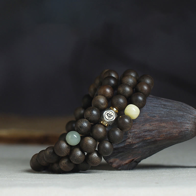 8 mm großes Balance-Armband mit chinesischem Tierkreiszeichen, Adlerholz und Jade