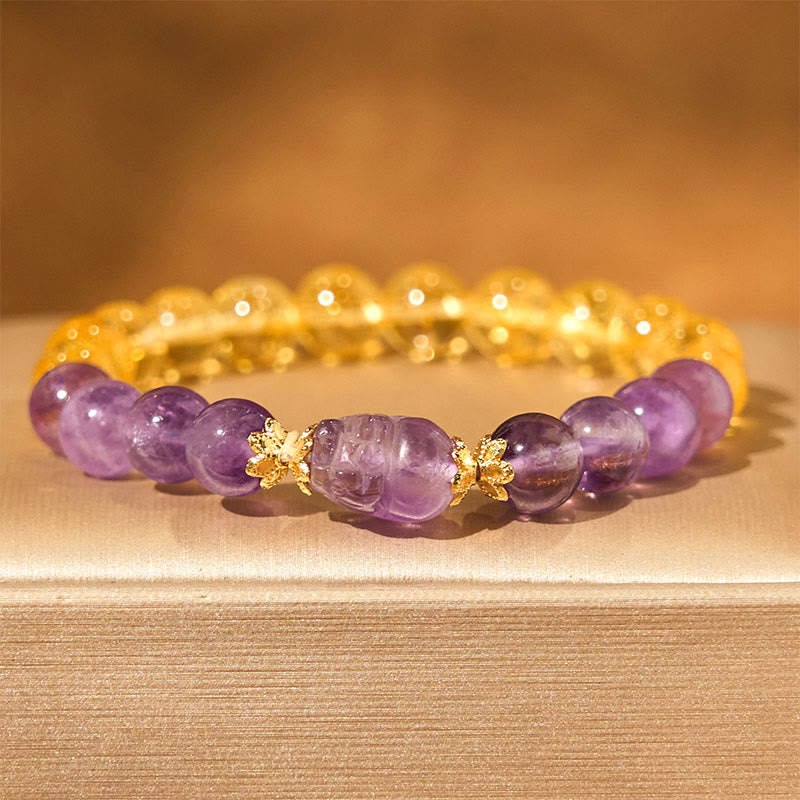 8 mm Citrin-Amethyst-Pixiu-Wohlstandsarmband