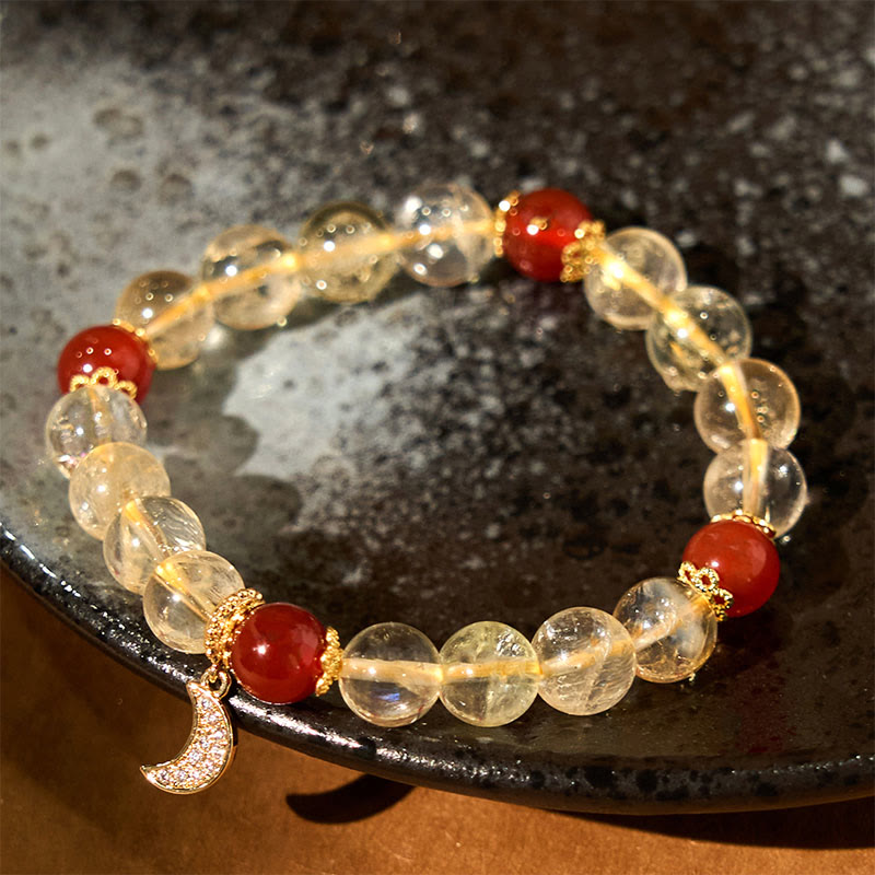 8 mm Citrin-Rot-Achat-Armband für spirituellen Wohlstand, Unisex