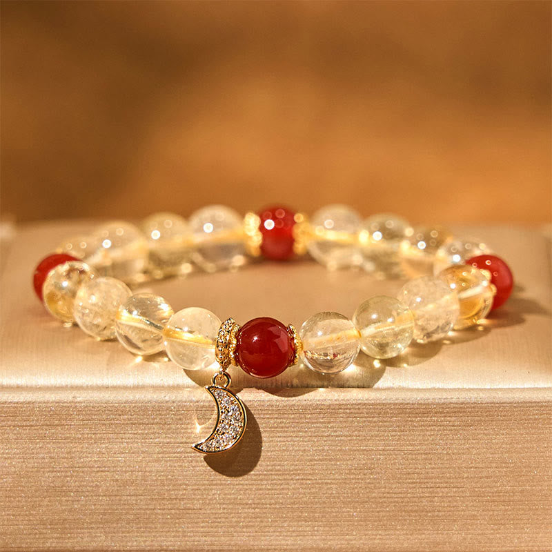 8 mm Citrin-Rot-Achat-Armband für spirituellen Wohlstand, Unisex