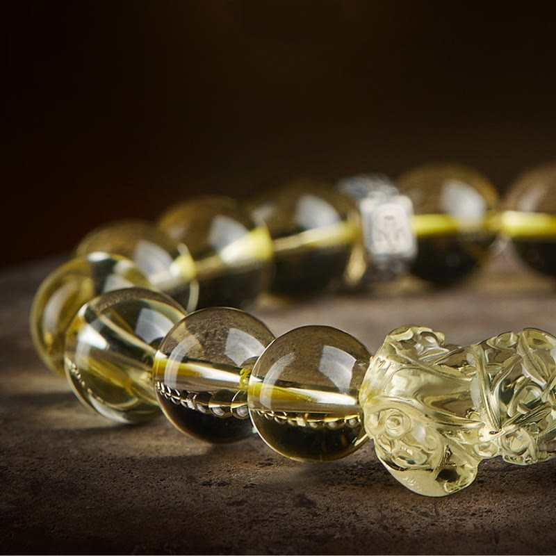 8 mm Citrin-Tigerauge-Pixiu-Wohlstandsarmband