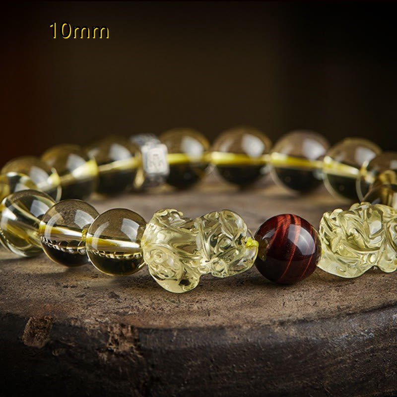 8 mm Citrin-Tigerauge-Pixiu-Wohlstandsarmband