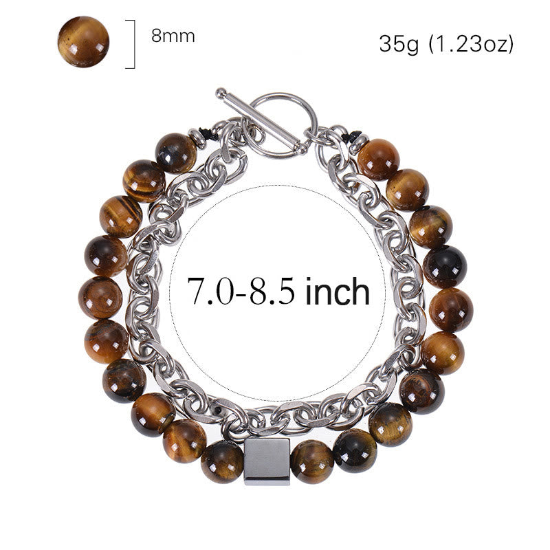8 mm buntes Tigerauge-Schutzarmband mit doppelter Wicklung