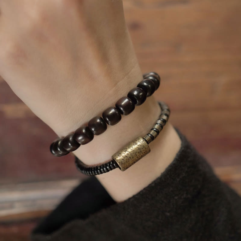 8 mm Ebenholz Kupfer Vintage Balance Armband