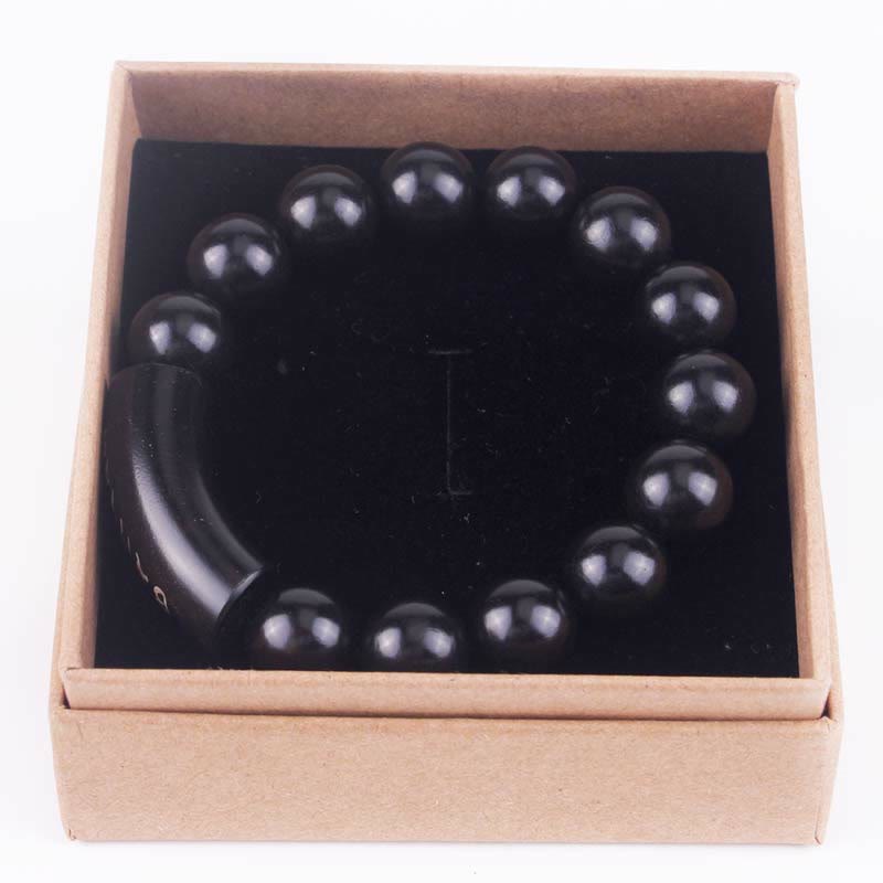 8 mm Ebenholz-Armband „Om Mani Padme Hum“ aus Silber