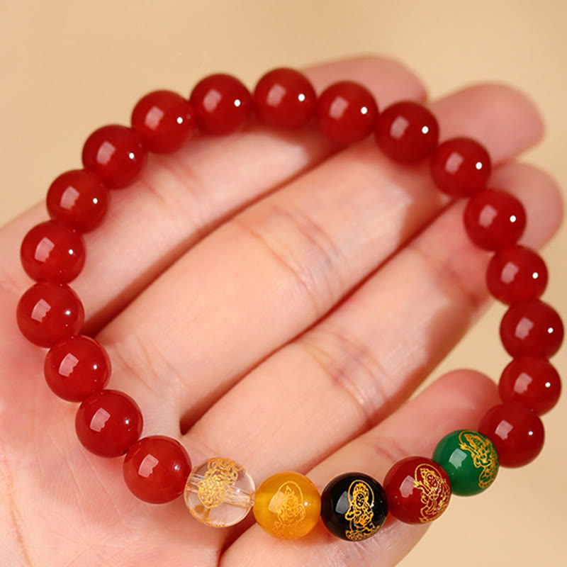 8 mm Fünf-Elemente-Achat-Glücksarmband für spirituelles Gleichgewicht