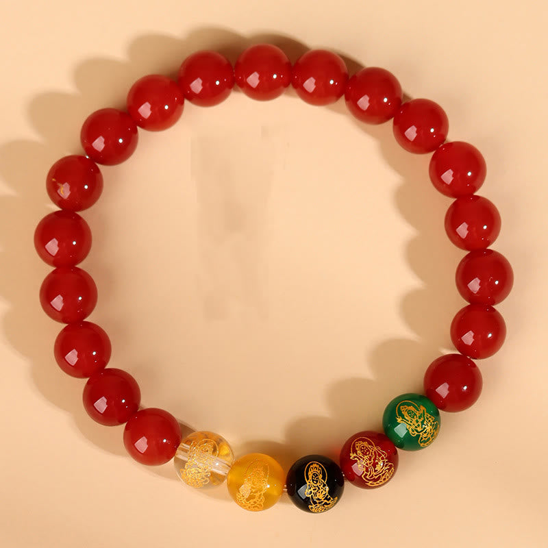 8 mm Fünf-Elemente-Achat-Glücksarmband für spirituelles Gleichgewicht