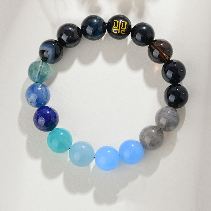 8 mm Fünf-Elemente-Armband aus gelbem Achat für Gleichgewicht und Wohlstand