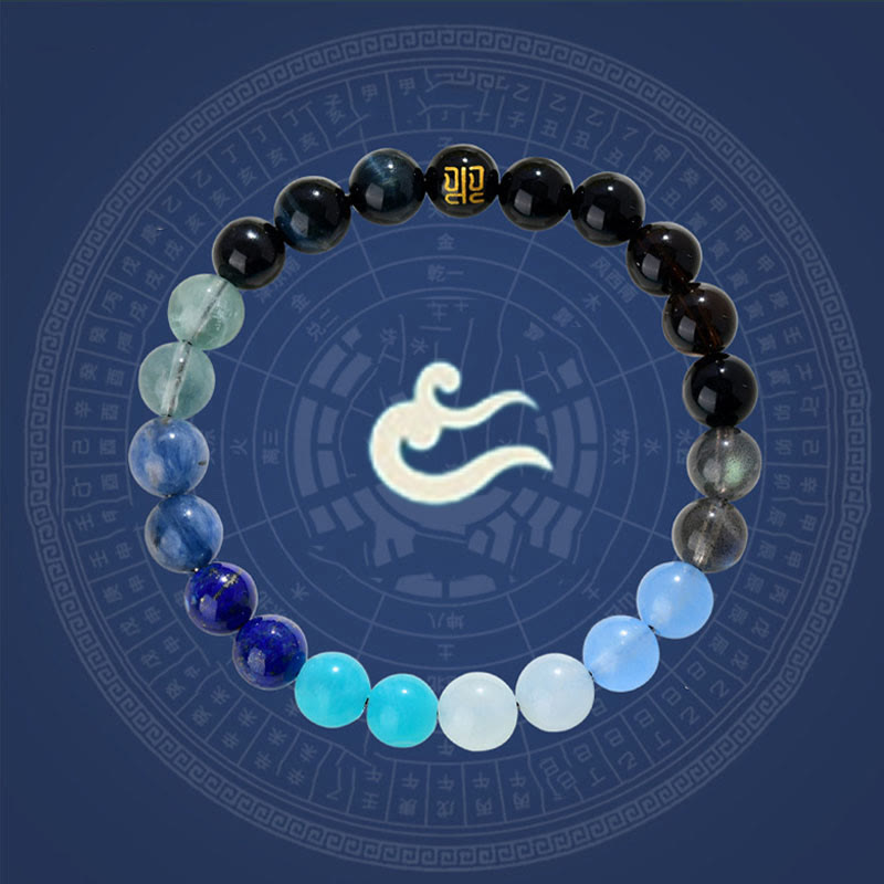 8 mm Fünf-Elemente-Armband aus gelbem Achat für Gleichgewicht und Wohlstand