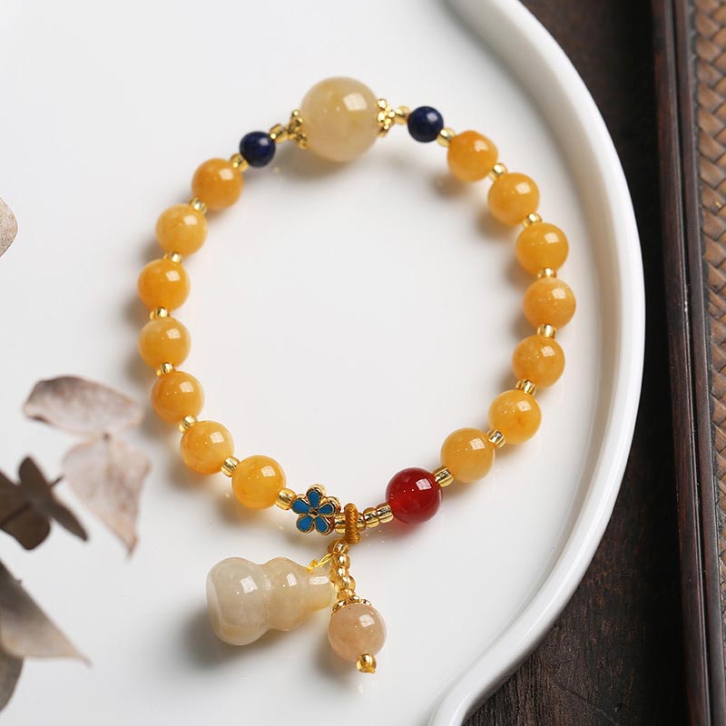 8 mm goldenes Jade-Armband aus Seide für Reichtum und Glück