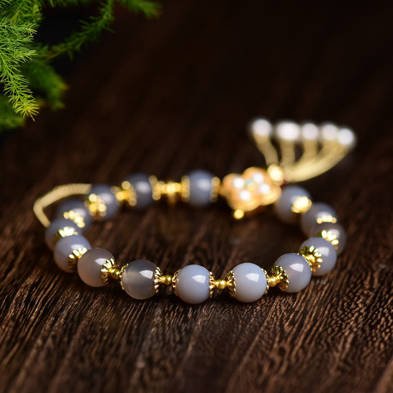 8 mm graues Achat-Fu-Charakter-Balance-Armband