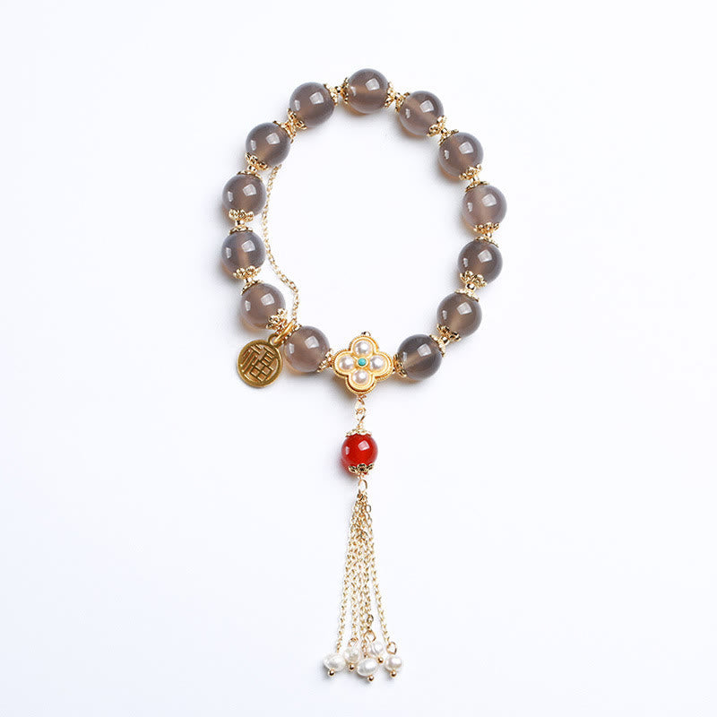 8 mm graues Achat-Fu-Charakter-Balance-Armband