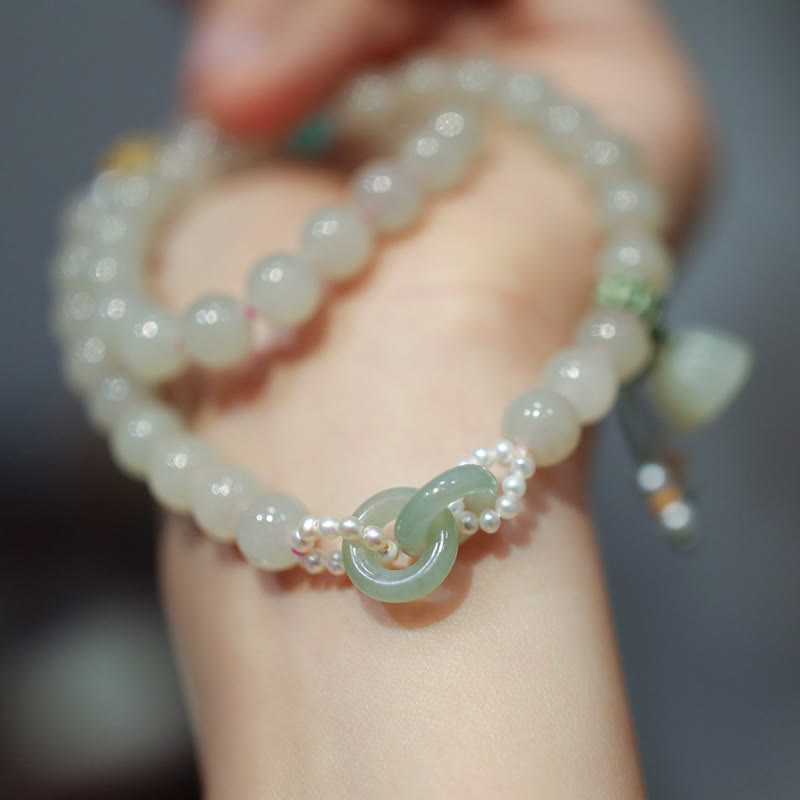 8 mm Hetian Jade Lotus Armband Doppelwicklung für Fülle