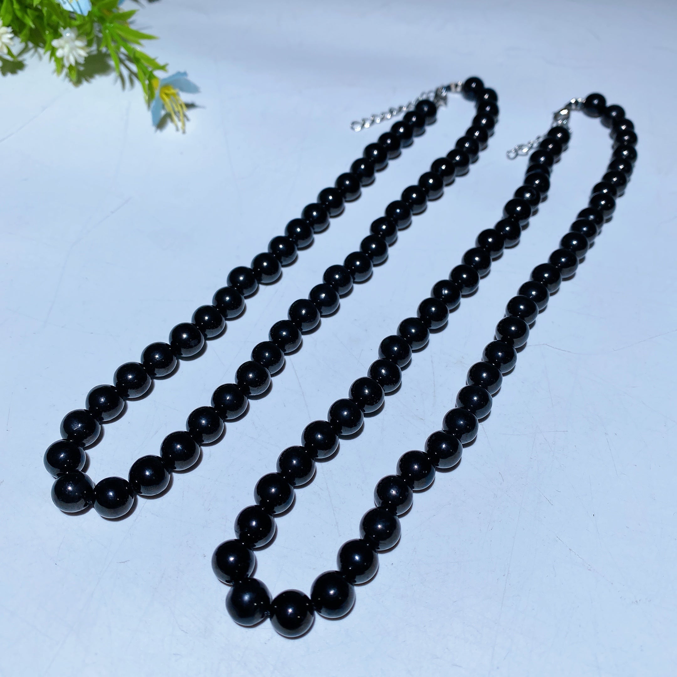 8 mm Jet Beads Kristall-Heilkette 35 cm oder 45 cm