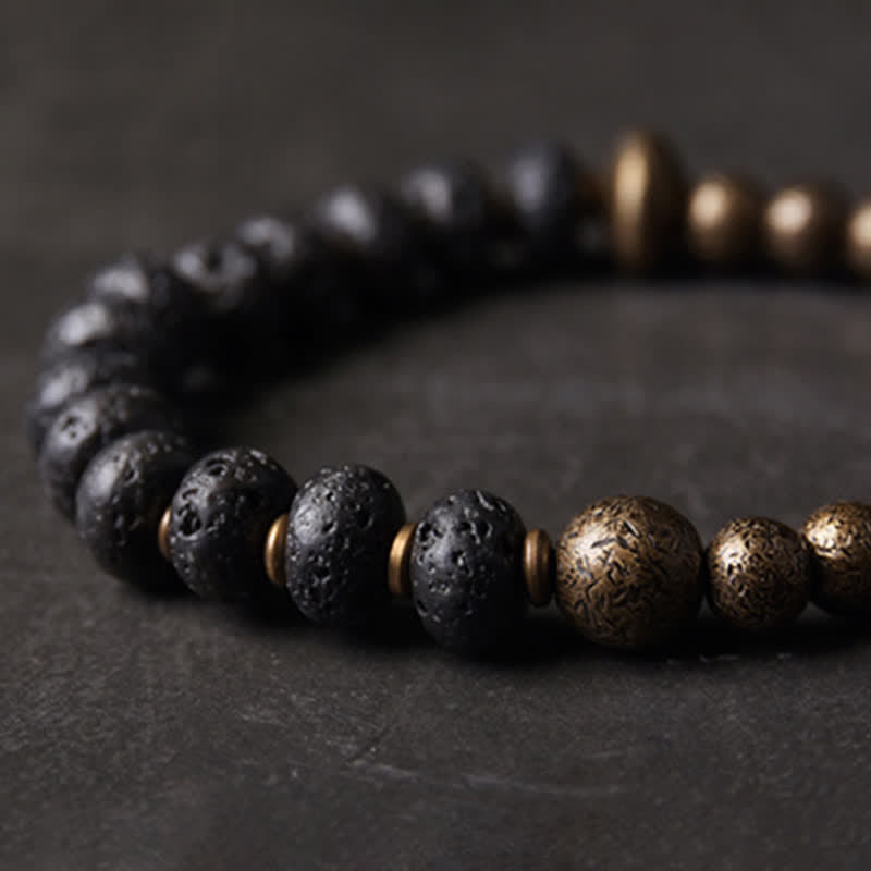 8 mm Lavastein-Kupfer-Armband für spirituelle Balance