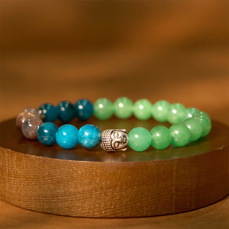 8 mm großes Buddha-Armband mit gemischten Edelsteinen für Schutz und Gleichgewicht