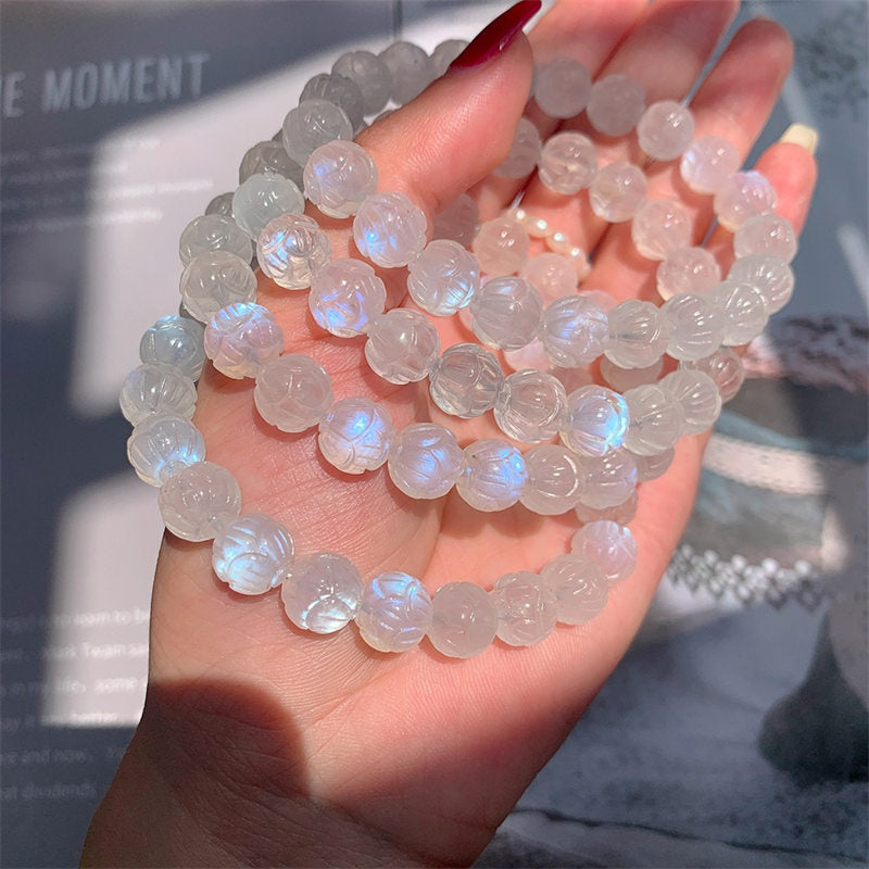 8mm Mondsteinarmband Lotus Love für Ruhe & Heilung