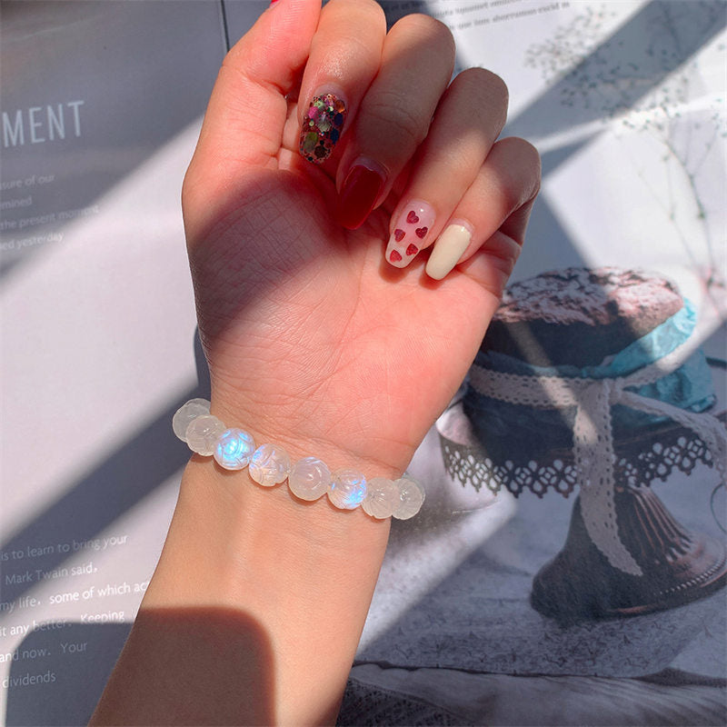 8mm Mondsteinarmband Lotus Love für Ruhe & Heilung