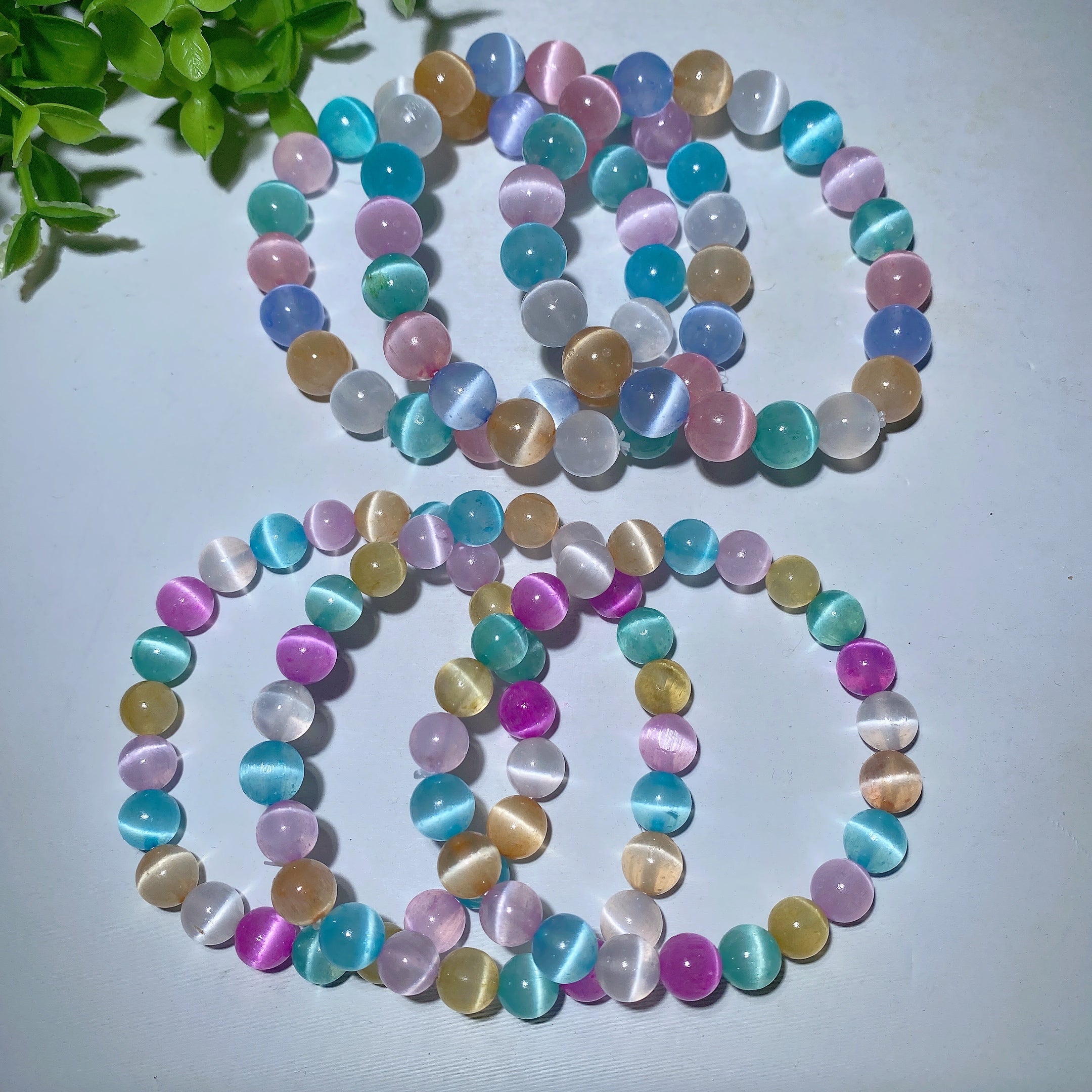8 mm mehrfarbiges Selenit-Armband zur spirituellen Heilung