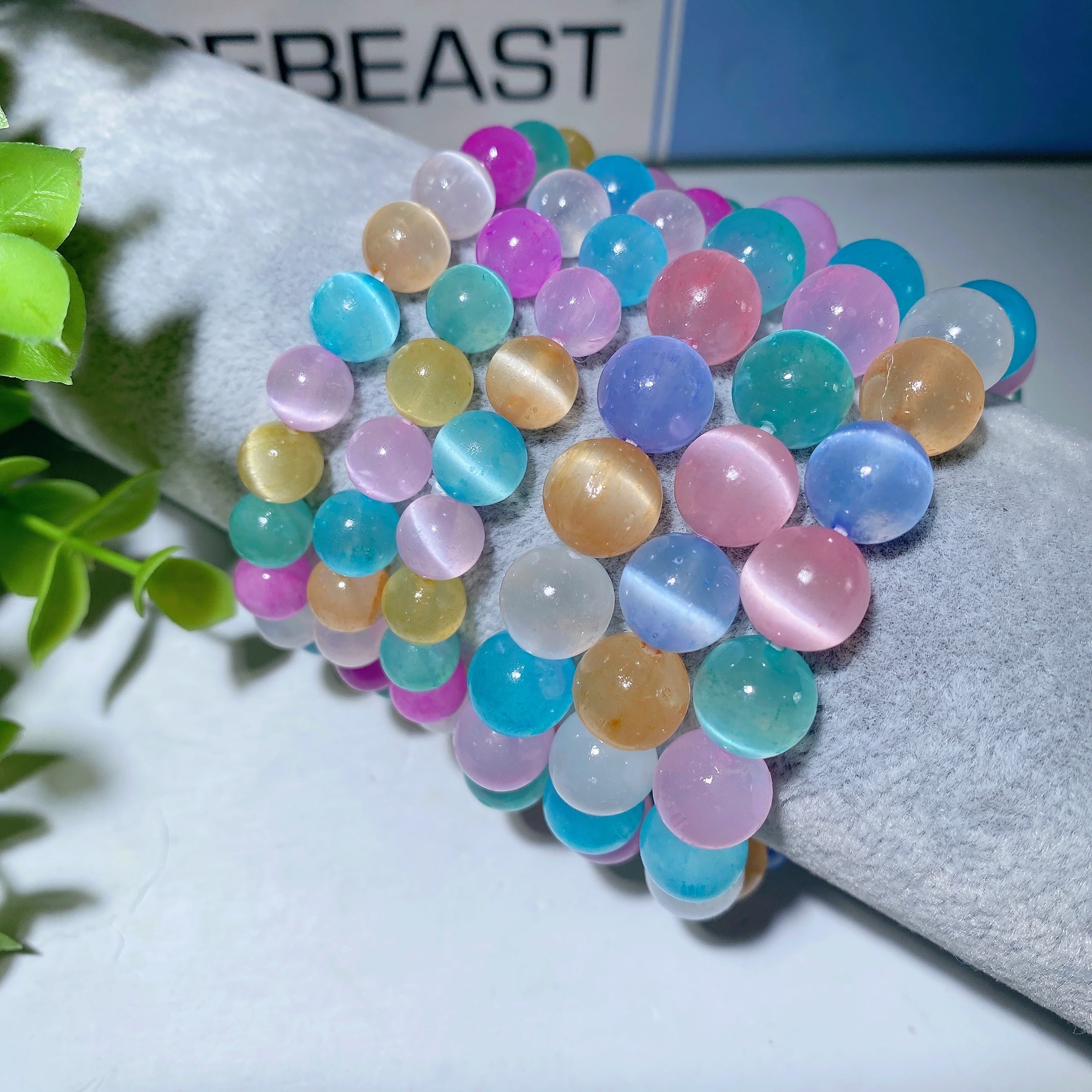 8 mm mehrfarbiges Selenit-Armband zur spirituellen Heilung