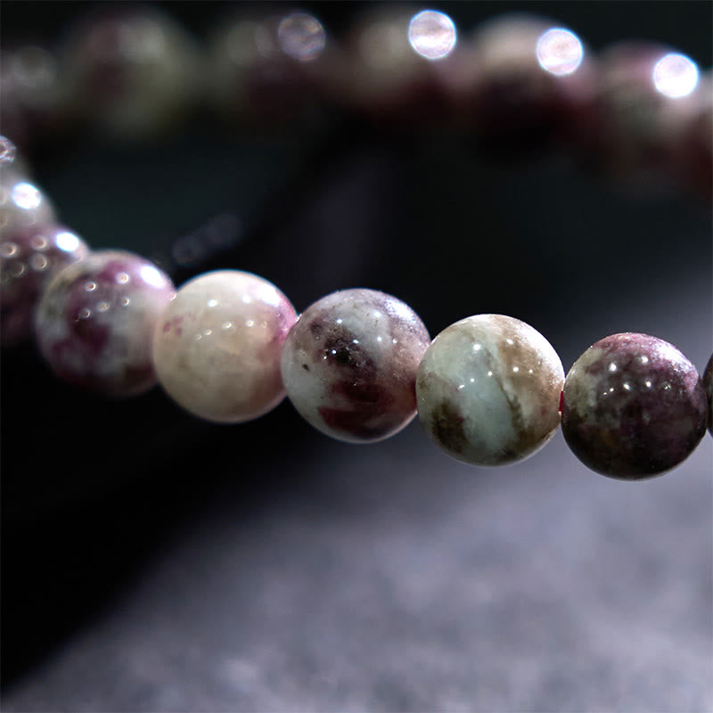 8 mm spirituelles Armband mit Pflaumenblüten-Turmalin-Balance
