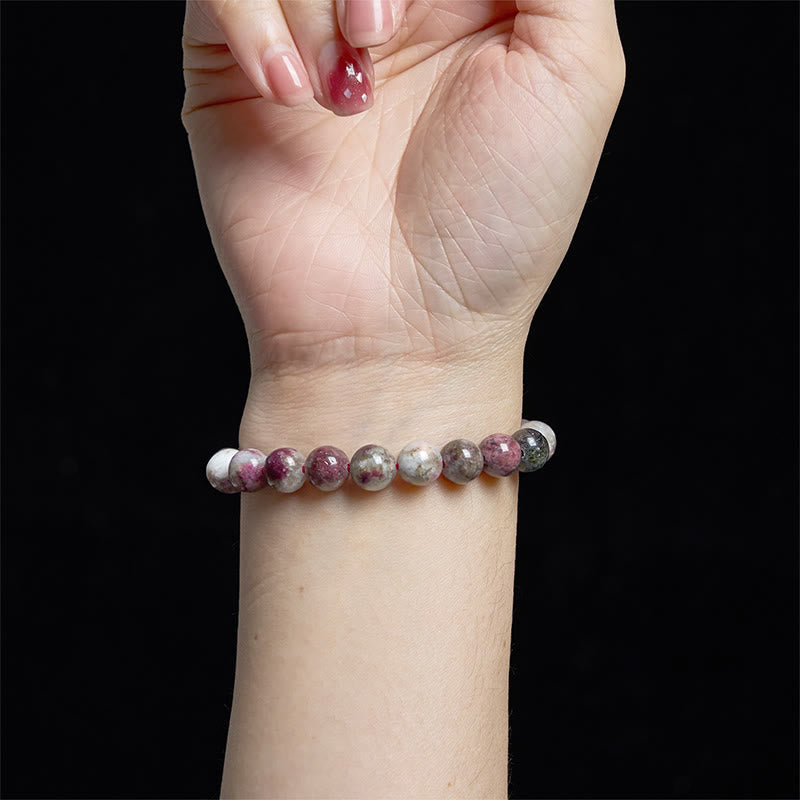 8 mm spirituelles Armband mit Pflaumenblüten-Turmalin-Balance