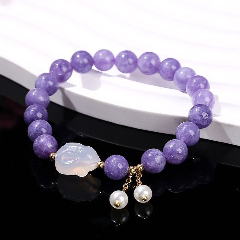 8 mm Armband mit spiritueller Heilung aus violetten Chalcedonperlen