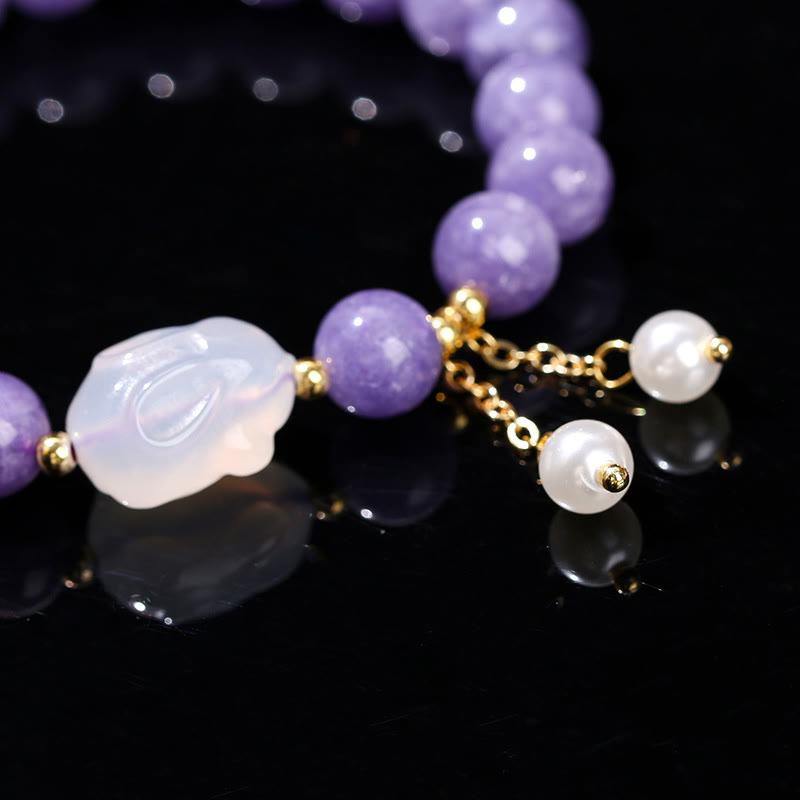 8 mm Armband mit spiritueller Heilung aus violetten Chalcedonperlen