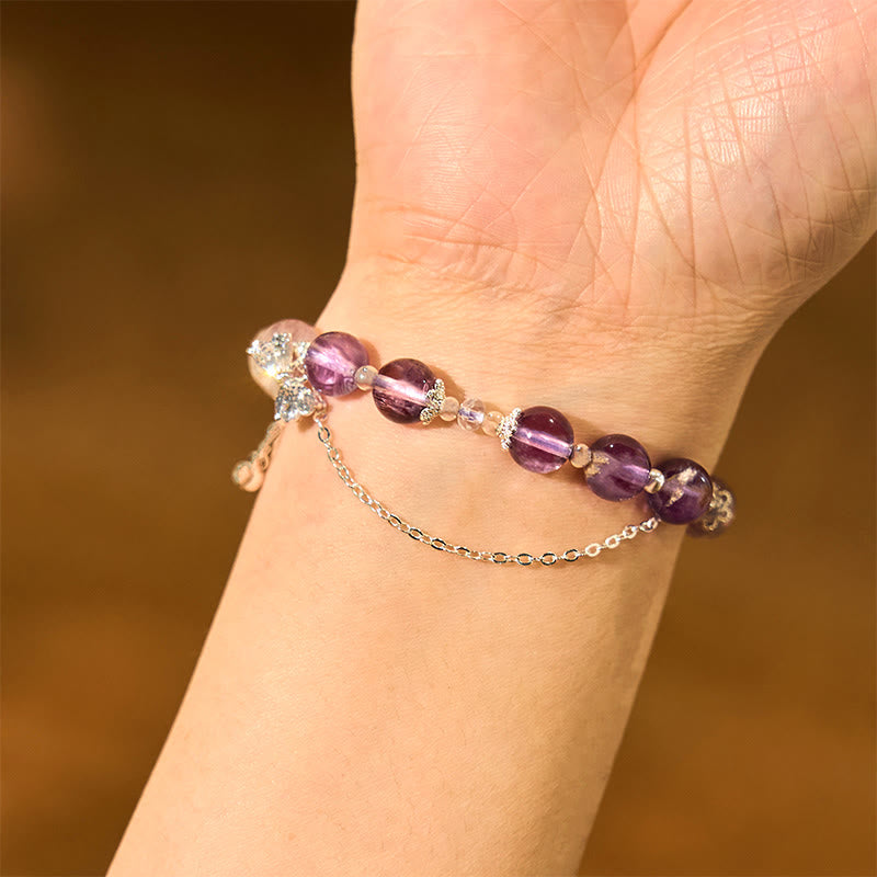 8 mm lila Phantom-Amethyst-Weisheitsarmband für Damen