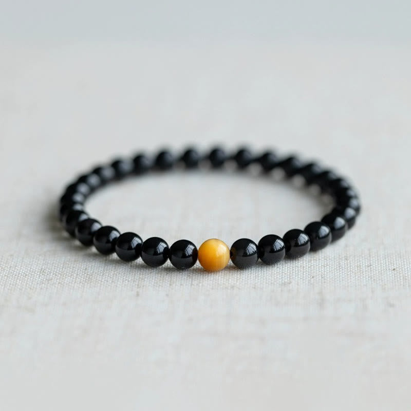 8 mm Regenbogen-Obsidian und Tigerauge Positive Love Armband