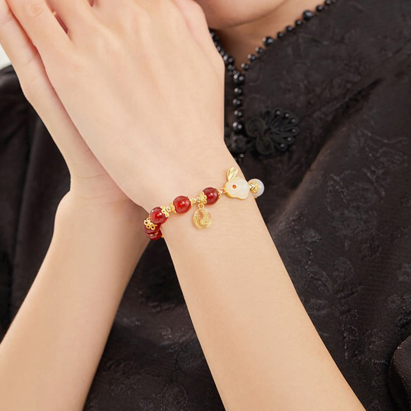 8 mm rotes Achat-Fu-Charakter-Selbstvertrauensarmband