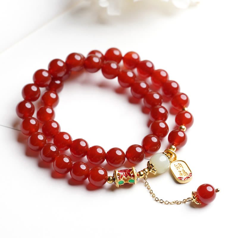 8 mm rotes Achat-Fu-Charakter-Selbstvertrauensarmband