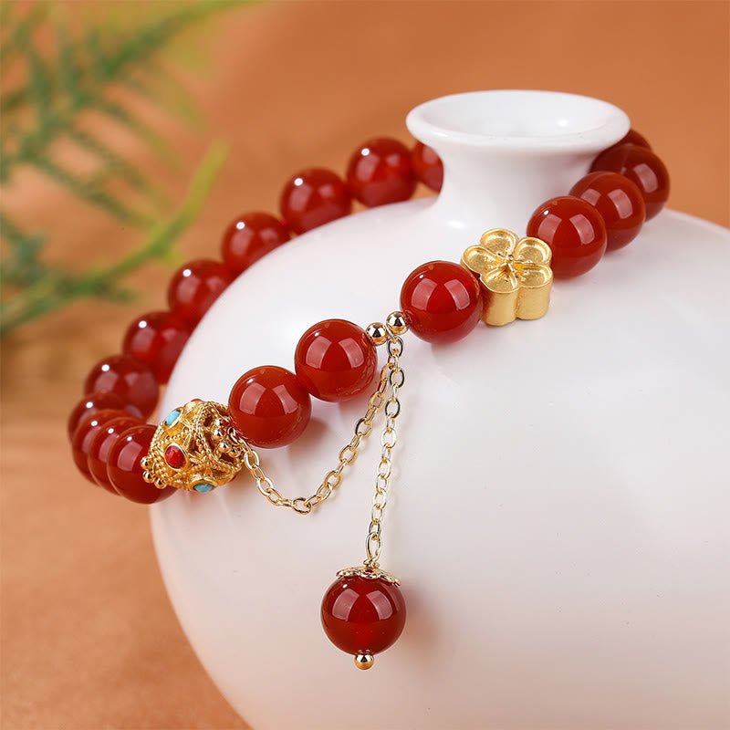 8 mm rotes Achat-Armband mit weißem Achat zur Selbstakzeptanz