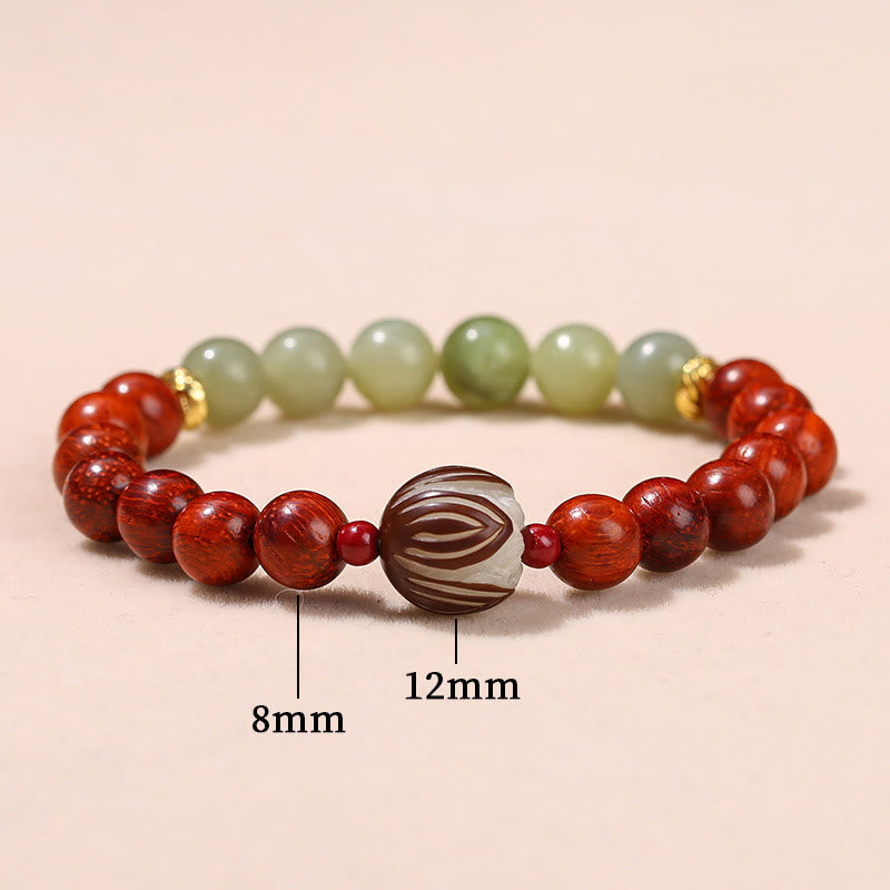 8 mm Rosenholz-Lotusarmband aus Cyan-Jade für Ruhe und Ausgeglichenheit