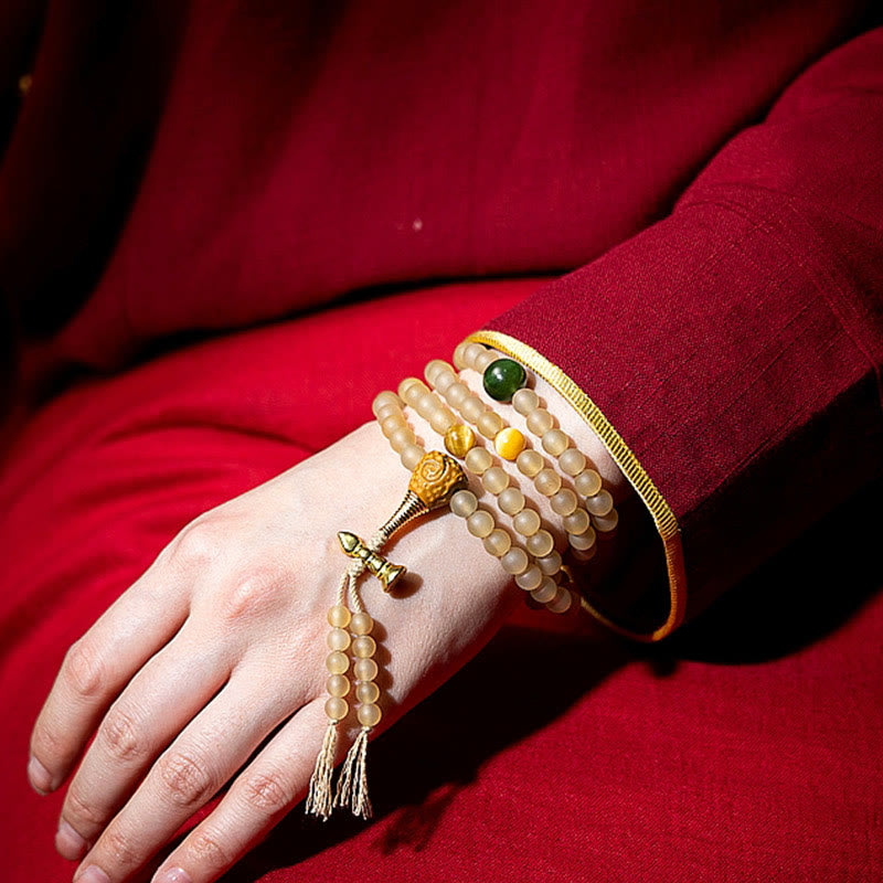 8 mm großes Schafshorn-Armband mit chinesischem Sternzeichen für Reichtum und Schutz