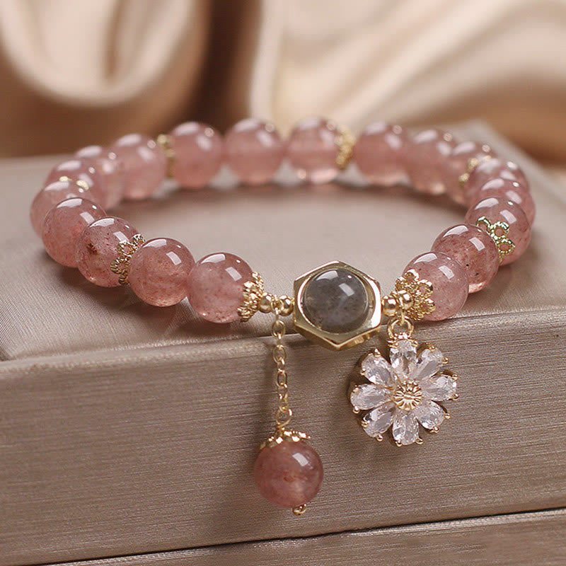 8 mm Erdbeerquarz-Heilarmband für Liebe und Positivität