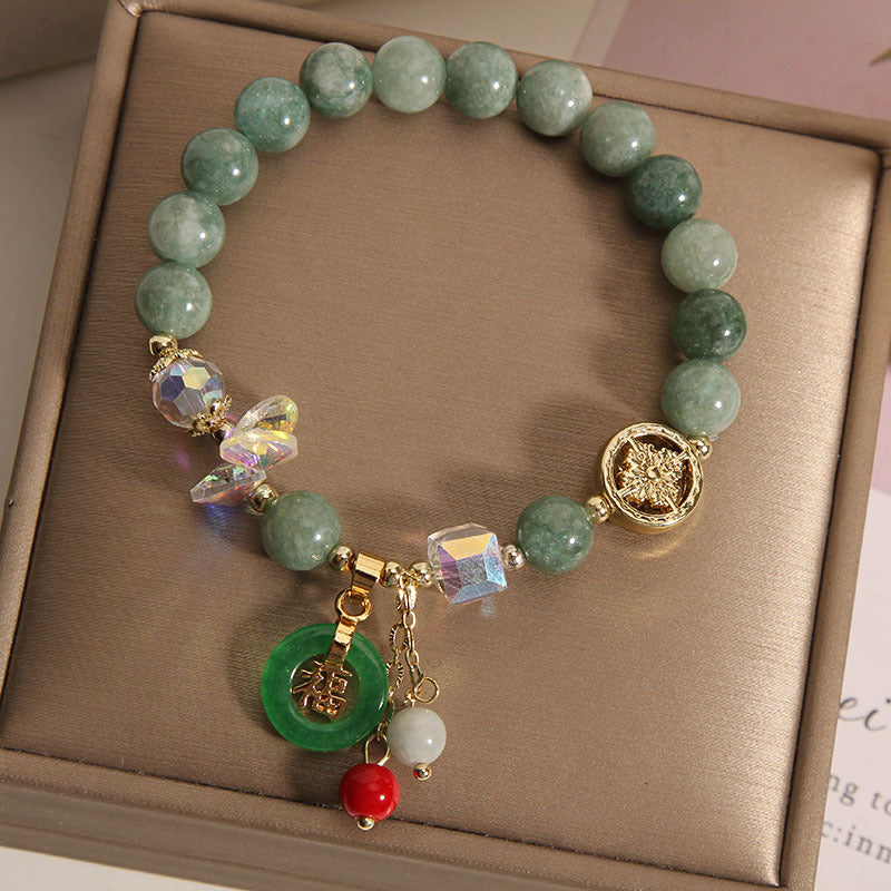 8 mm Erdbeerquarz Jade Fu Blessing Heilungsarmband