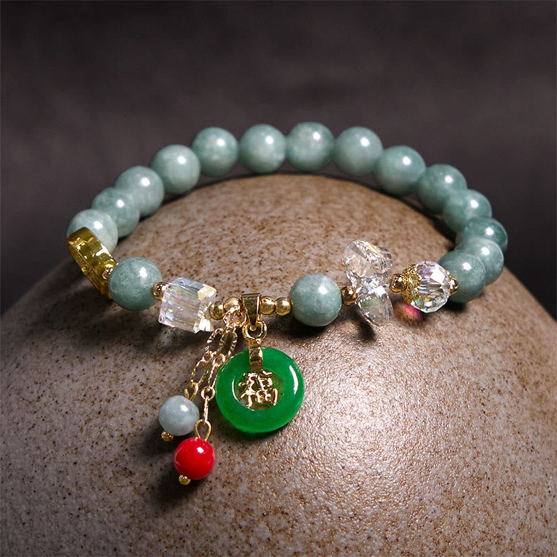 8 mm Erdbeerquarz-Jade-Fu-Charakter-Heilarmband