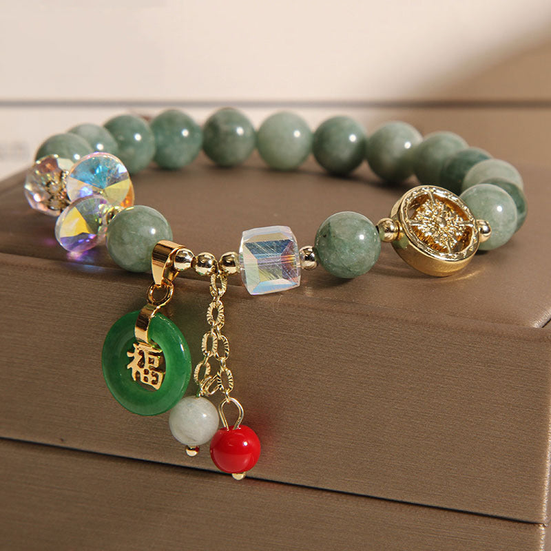 8 mm Erdbeerquarz-Jade-Fu-Charakter-Heilarmband