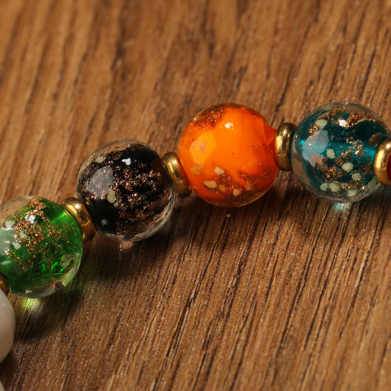8 mm spirituelles Armband aus tibetischem Weihrauchasche-Porzellan und Liuli-Glas
