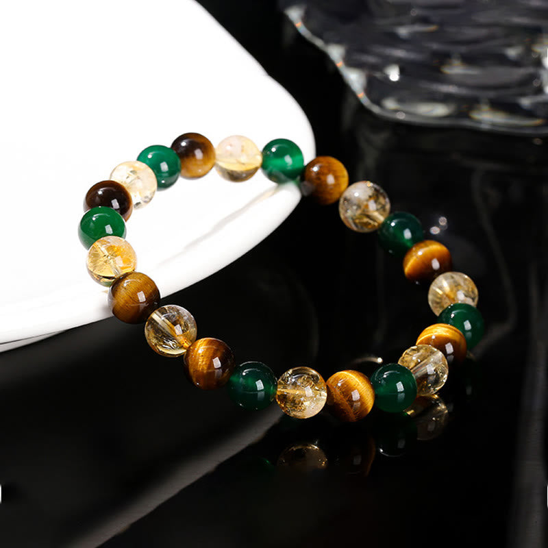 8 mm Tigerauge, grüner Achat, Citrin, Schutzarmband