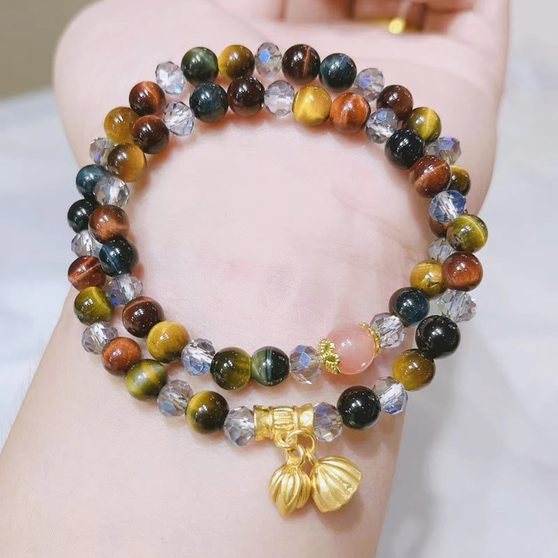 8 mm Tigerauge-Lotus-Schutzarmband für Damen